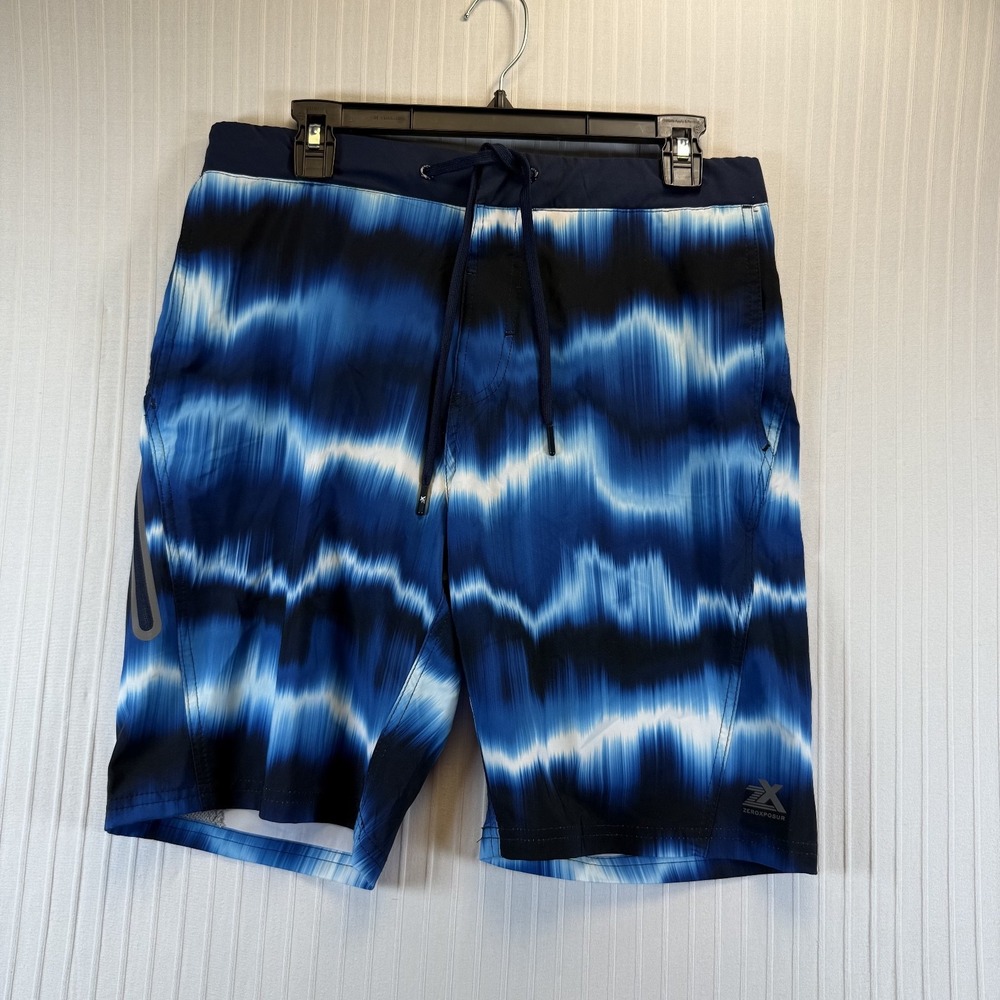 ZeroXposur Men Swim Trunks Blue Tie Dye Drawstring Lined Pockets Small NWT